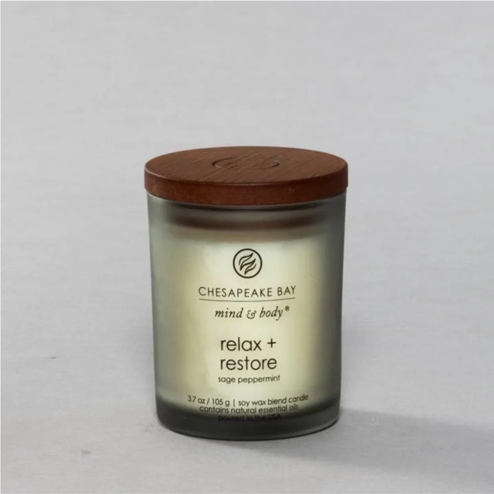 CHESAPEAKE BAY NWT Relax & restore lidded jar candle -gray -3.7oz